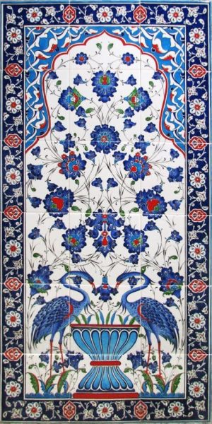 60x120 Cm ED 6198 Kuşlu El dekoru Çini Pano