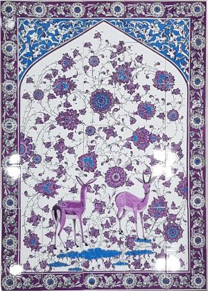 100x140 Cm ED 684 Ceylanlı El dekoru Çini Pano