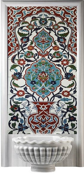 80x180 Çiçek desenli Zeminsiz Türk Hamamı Dijital Baskı Pano