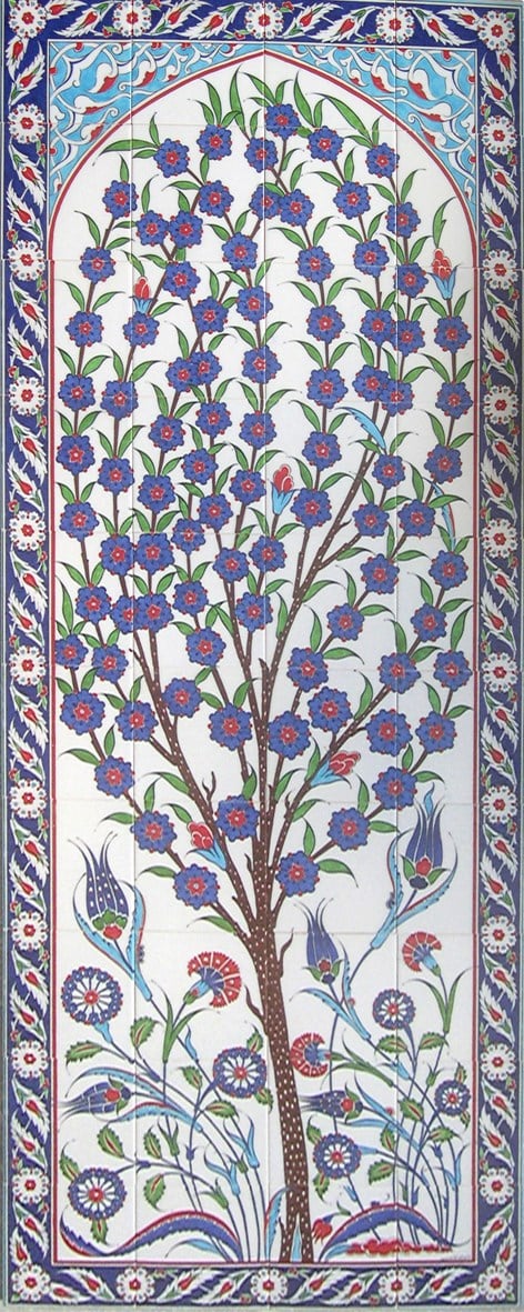 80x200 Cm ED 641 Hayat Ağacı El dekoru Çini Pano