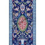 80x200 Cm ED 643 Zeminli Saksı Desenli El dekoru Çini Pano
