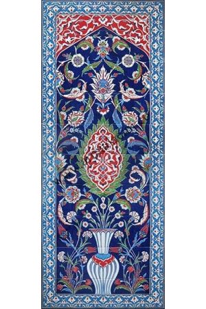 80x200 Cm ED 643 Zeminli Saksı Desenli El dekoru Çini Pano