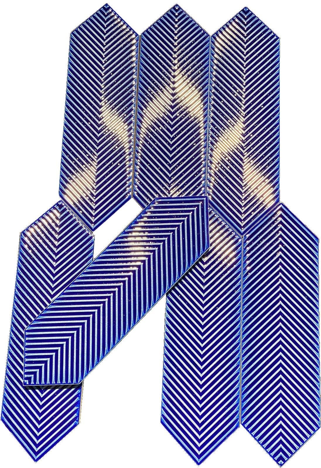 9X30  Bella Çizgili Kobalt Çini Seramik