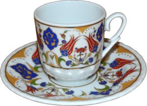 Ar 643 cift Lale Altın Yaldızlı Porselen 6 lı Fincan Takımı