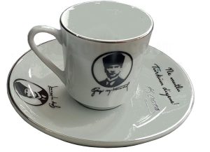Ar 672 Atatürk Altın Yaldızlı 2 lı Porselen Fincan Takımı