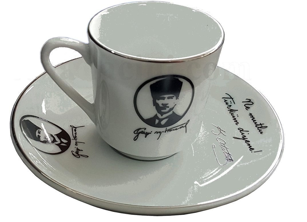 Ar 672 Atatürk Altın Yaldızlı 2 lı Porselen Fincan Takımı