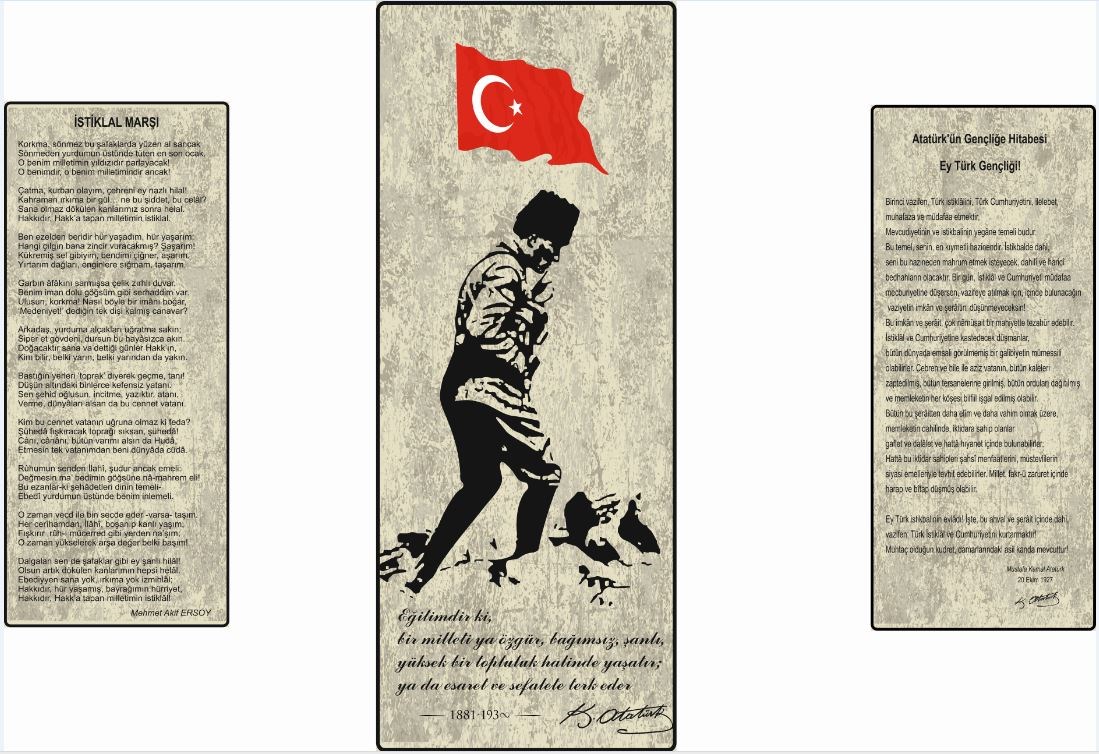 Bej Atatürk Köşesi Digital Seramik Baskı Pano Çalışması