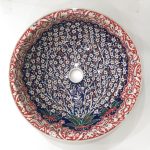 Hayat Ağacı Desenli El Yapımı Tezgah Üstü Çini Lavabo