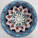 İznik Mavi Desenli El Yapımı Tezgah Üstü Çini Lavabo