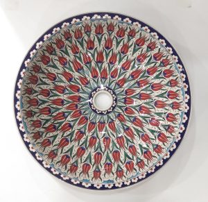 Lalezar Desenli El Yapımı Tezgah Üstü Çini Lavabo