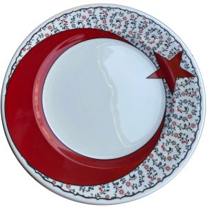 PRT 101 25 cm Ay yıldızlı  porselen Kaligrafi çini tabak
