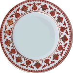 PRT 102 25 cm Kırmızı Beyaz İznik Rumi  porselen Kaligrafi çini tabak