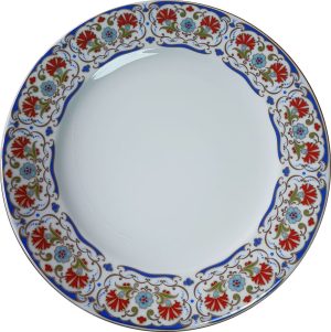 PRT 115 25 cm lacivert  Altın yaldızlı  karanfil desenli  porselen Kaligrafi çini tabak
