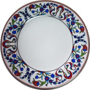 PRT 124 25 cm iznik rumi desenli  porselen Kaligrafi çini tabak