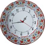 PRT 133 25 Cm Kırmızı Altın Yaldızlı karanfil Desenli Porselen Çini saat