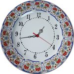 PRT 135 25 Cm Lacivert Altın Yaldızlı karanfil Desenli Porselen Çini saat