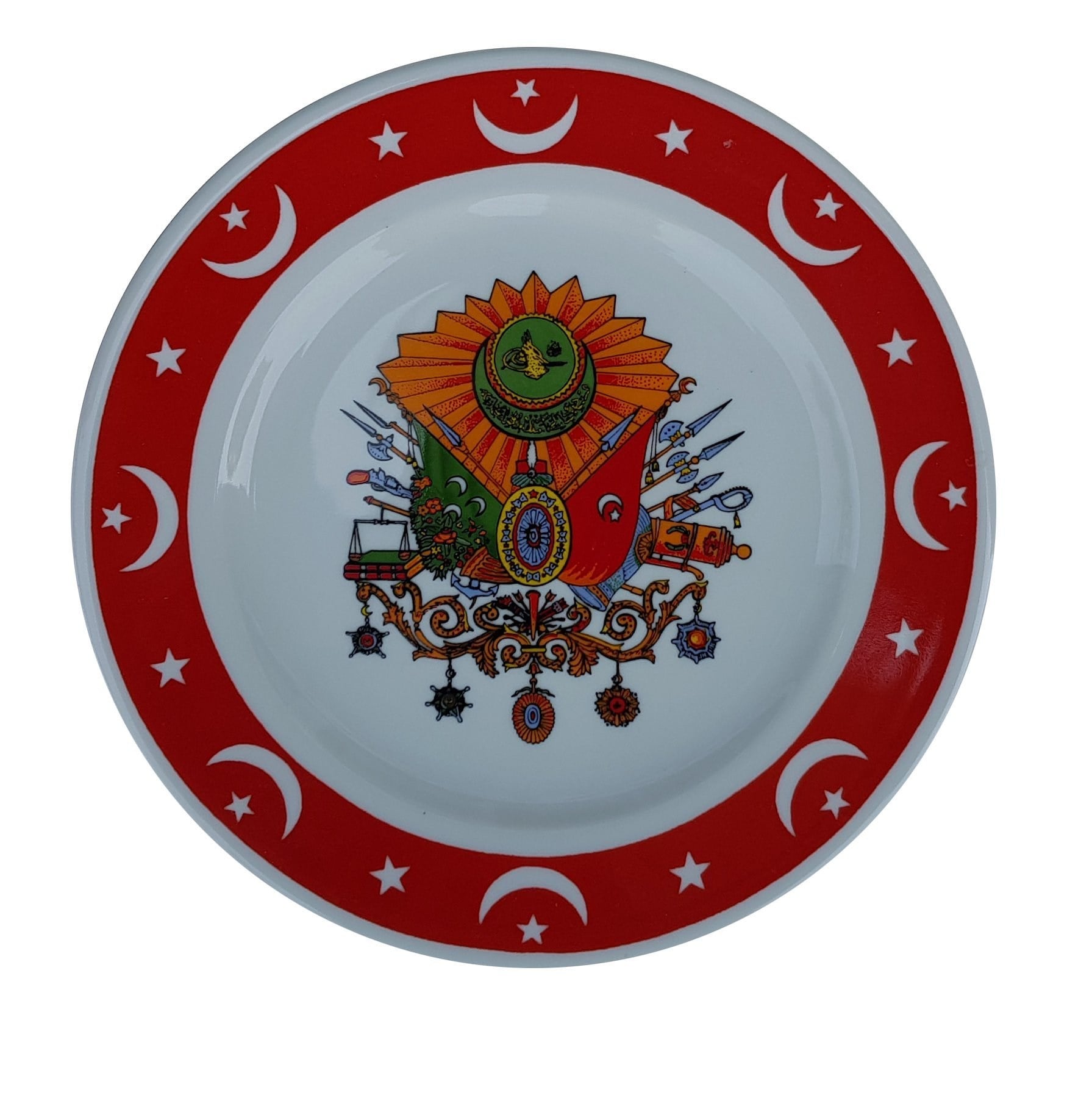 PRT 28 25 Cm Osmanlı Armalı Porselen Çini Desenli Tabak