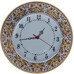 PRT 62 25 Cm Sarı  Altın Yaldızlı Lale karanfil Desenli  Porselen  Çini saat