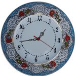 PRT 68 25 Cm Mavi Altın Yaldızlı Lale karanfil Desenli Porselen Çini saat