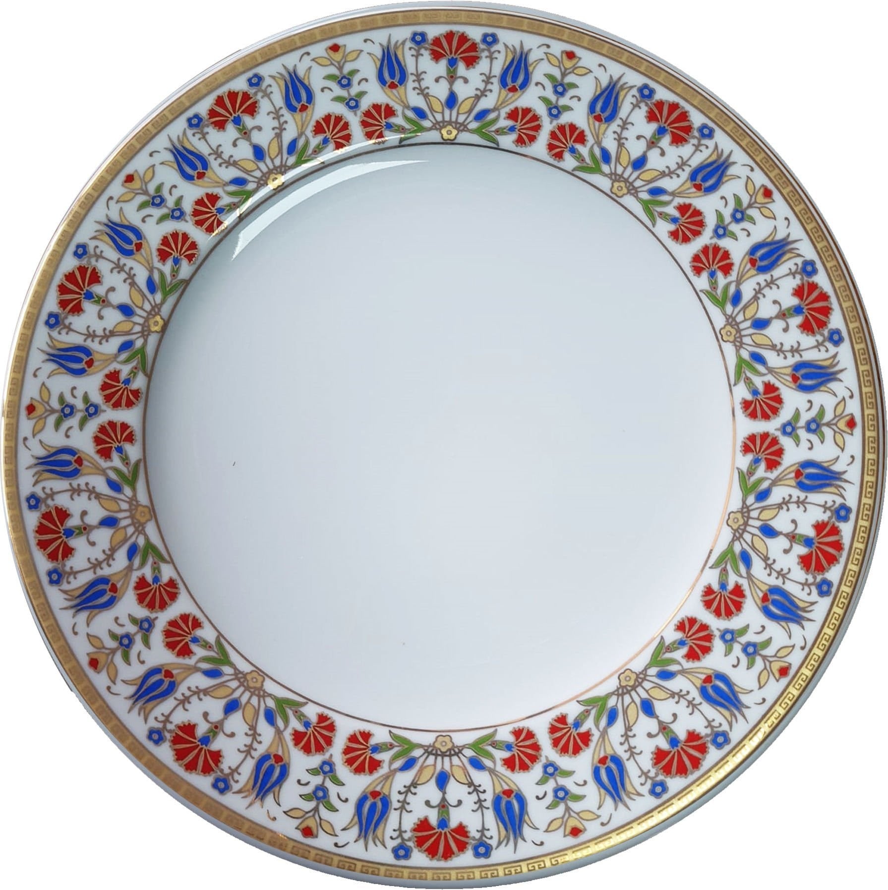 PRT 99 25 cm Sarı  Altın yaldızlı  karanfil desenli  porselen Kaligrafi çini tabak