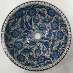 Hançer Yapraklı El Yapımı Tezgah Üstü Çini Lavabo